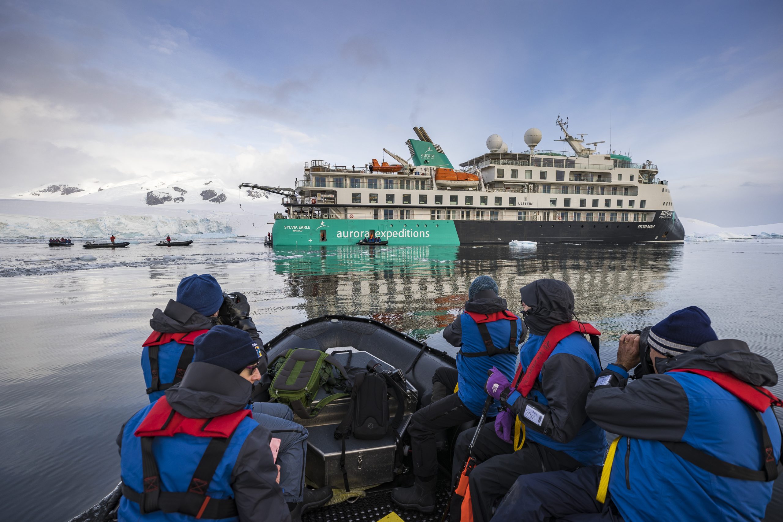 Zodiac cruising at Prospect Point, Antarctica, Richard I’Anson